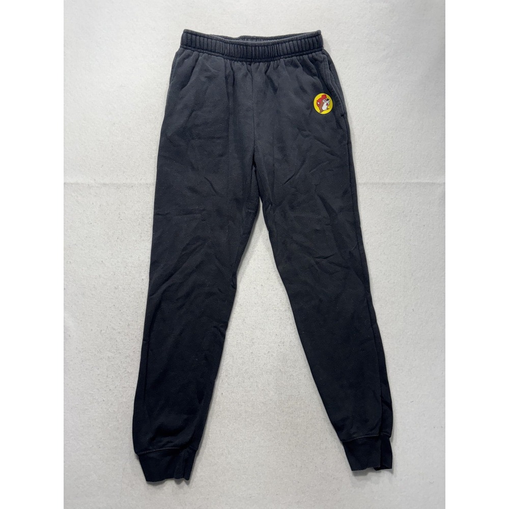 Buc-ee's Sweatpants Mens Medium Black Fleece Elastic Waist Tapered Beaver Logo